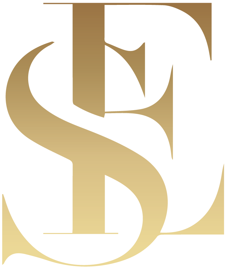 Luxury escort agency logo with elegant gold lettering and a black background.