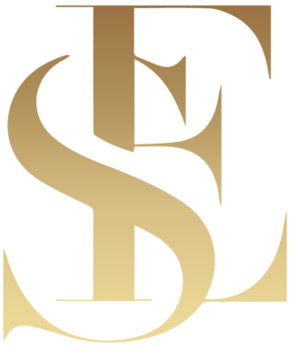 Luxury escort agency logo with elegant gold lettering and a black background.